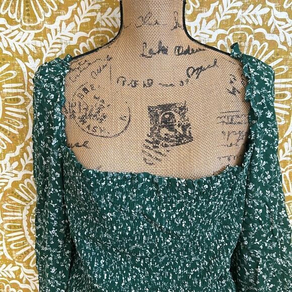 NWT Reformation Pinto Floral Long Sleeve Square Neck Top in Parsley size 2X - Picture 3 of 11